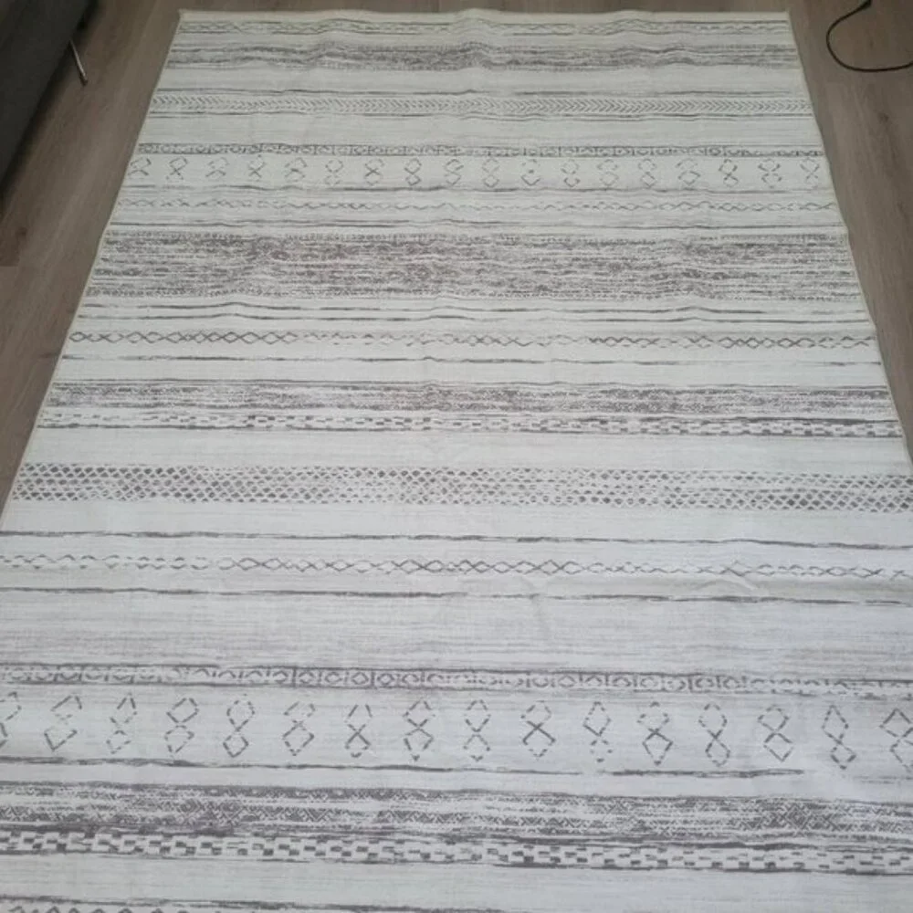 New 5x7 Cream Brown Boho Area Rug Washable Soft Carpet for Home & Room Decor